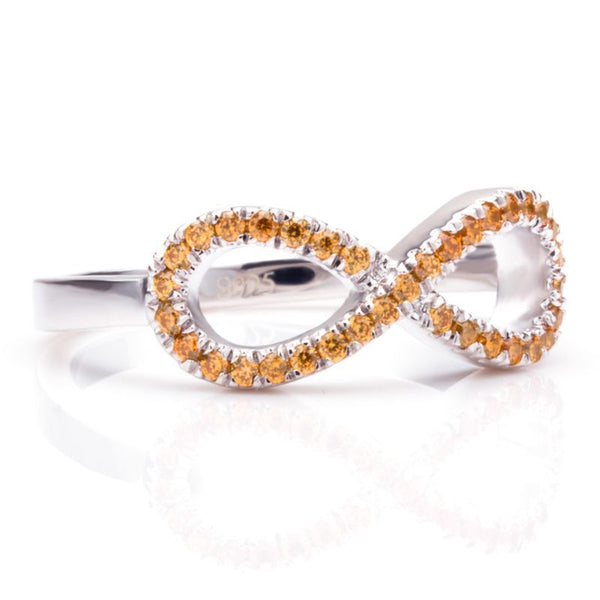 Infinity Cluster setting Golden Yellow Sapphire Round Cut Wedding Band