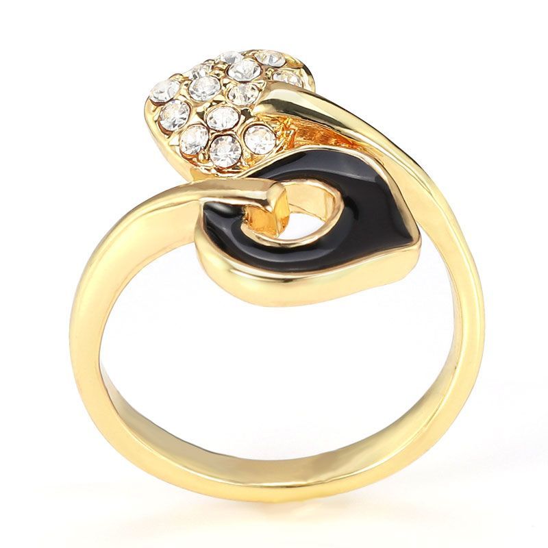 Gold Plated Double Heart White Sapphire Ring Band