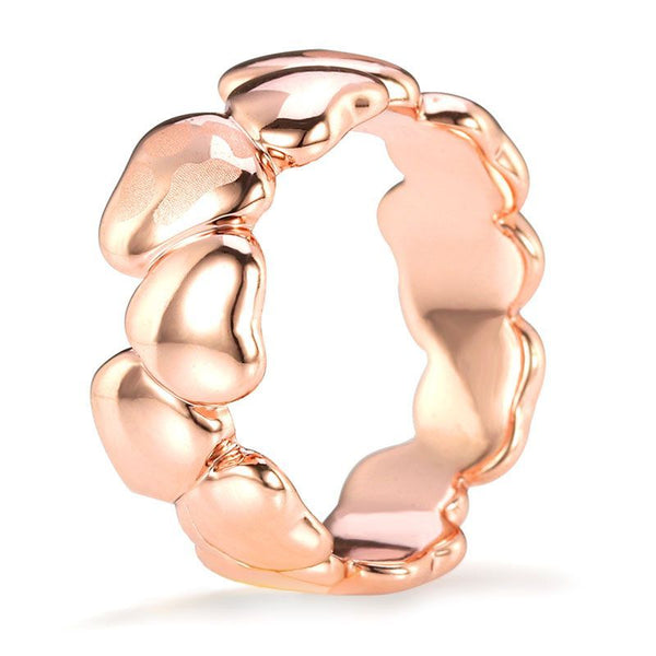 Rose Gold Plated Heart-shaped Frosted Wedding Band for her