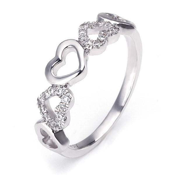 Hollow Heart Brilliant-cut Created White Sapphire Wedding Band for her