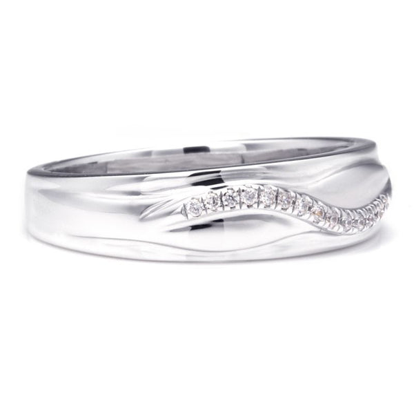 Curve Pave Setting Created White Sapphire Wedding Band For Him