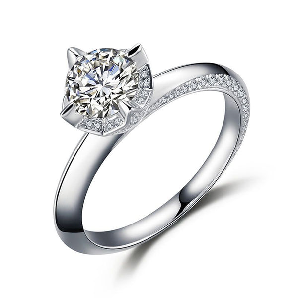 Solitaries Round Brilliant-cut White Sapphire Engagement Ring