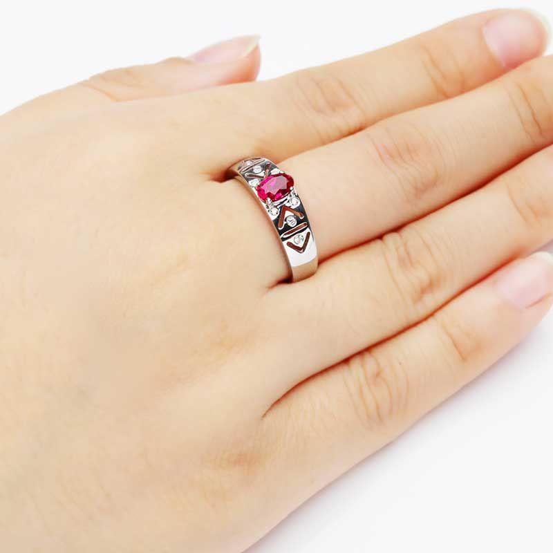 Ruby 925 Sterling Silver Engagement Wedding Band