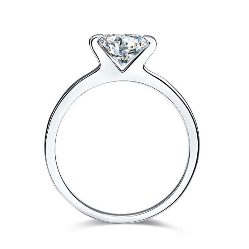 Simple Round Brilliant-cut White Sapphire Engagement Ring