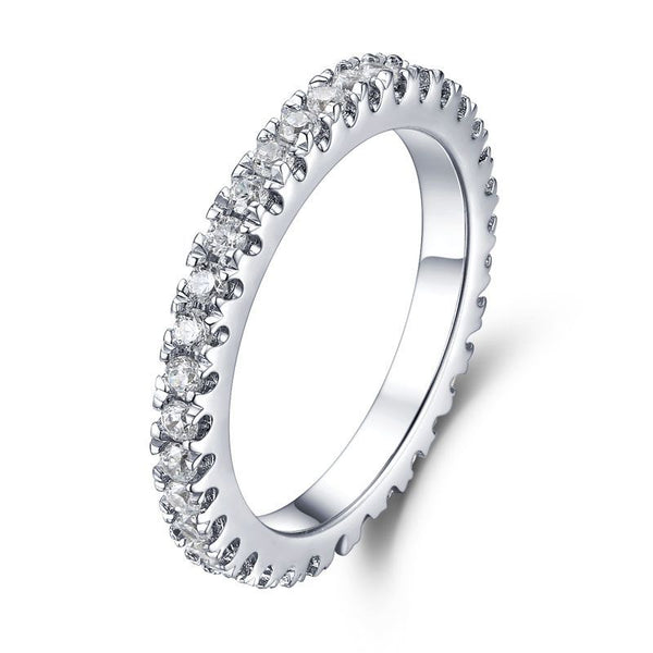Classic White Created Sapphire Women's Gem-Studded Wedding Bands For Her