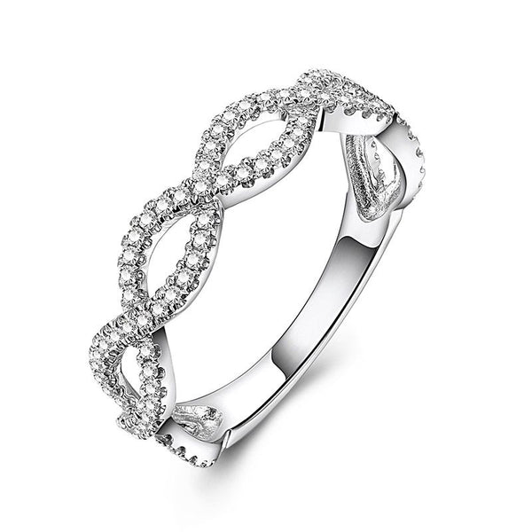 Entwined Stone Band White Sapphire Wedding Band