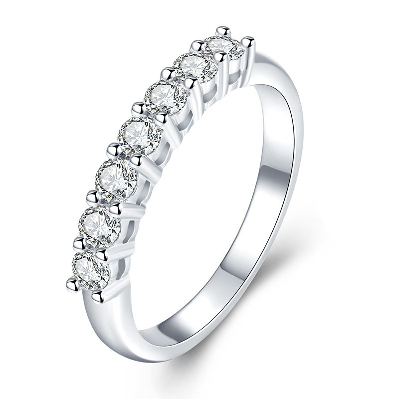 Classic Seven Round Brilliant-cut Created White Sapphire Wedding Band for Her