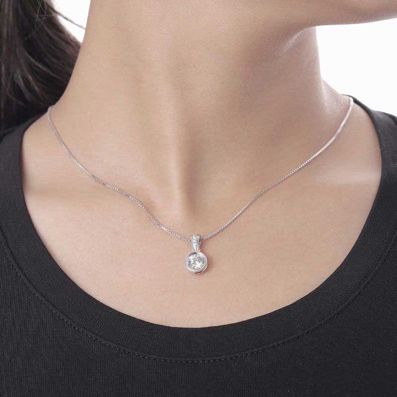 White Sapphire Round Cut Women's Necklace