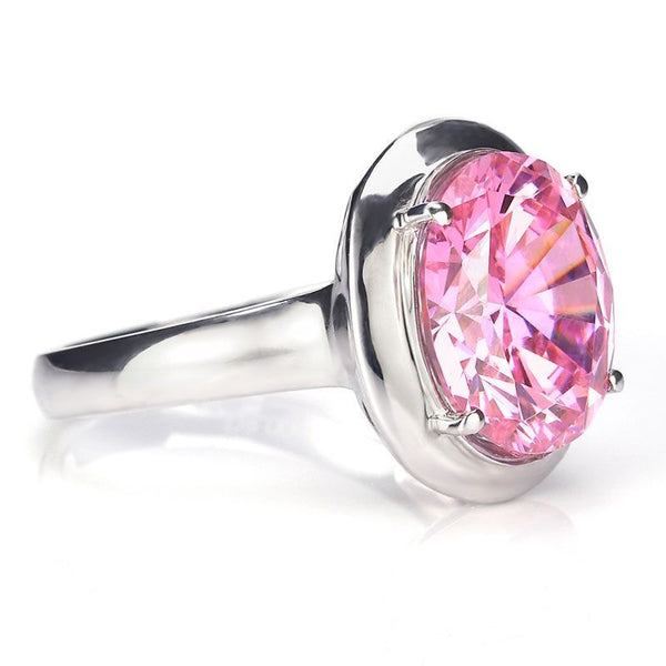 Minimalism Elegant Pink Oval Sapphire Engagement Ring