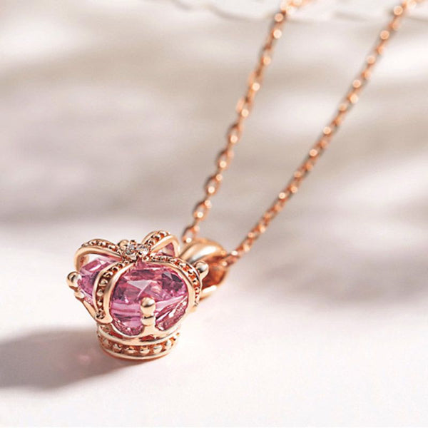 Rose Gold Plating Classic Crown Charm Necklace