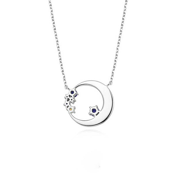 Moon Pendent Sterling Silver Necklace For Women