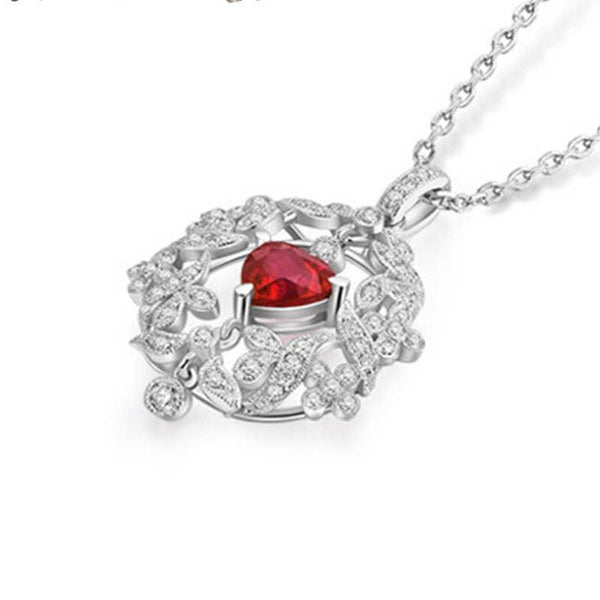 Cluster Leaf Shape Sterling Silver Necklace for Women