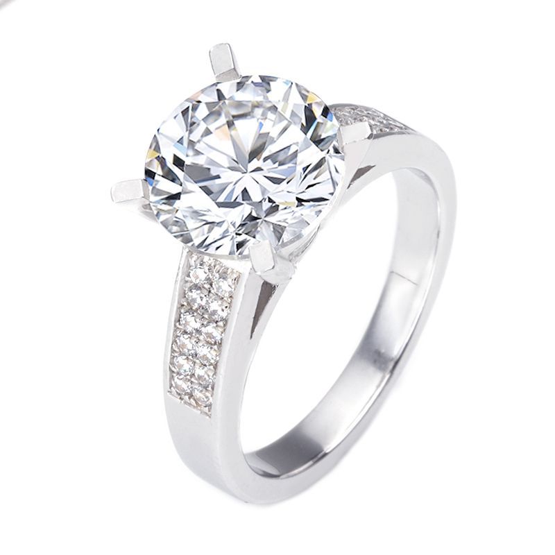 Classic Round White Sapphire Engagement Ring