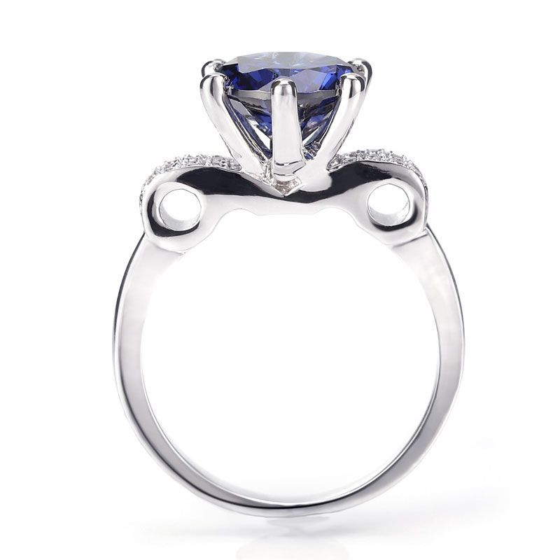 Unique Simulated Blue Sapphire Knot Engagement Ring