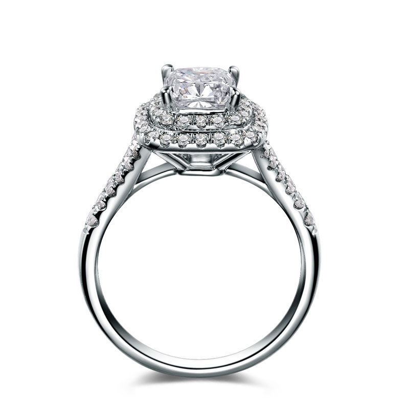 2.0ct Double Halo White Sapphire Engagement Ring