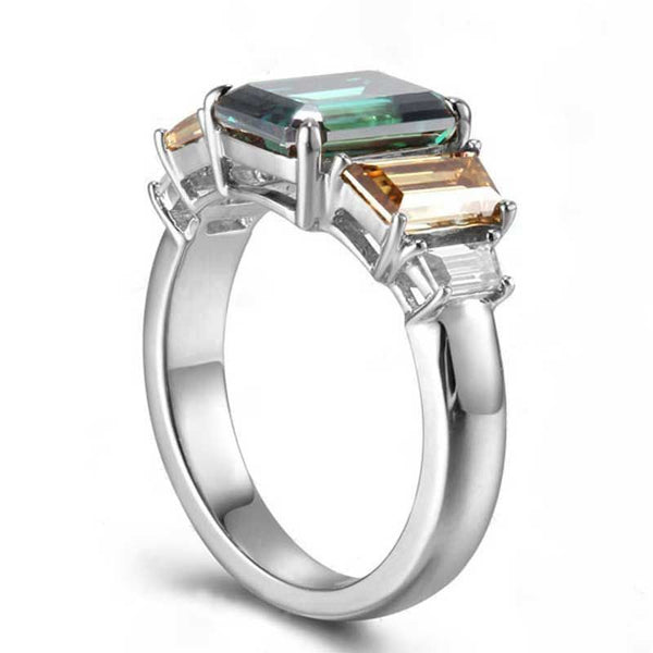 Classic Emerald Cut Sterling Silver Ring for Women