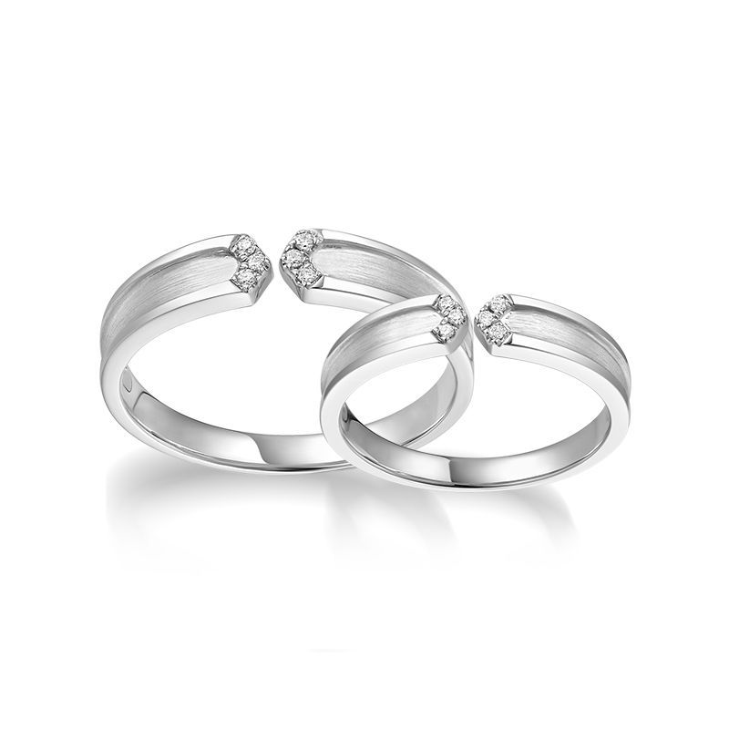 Round Brilliant-cut Black and White Sapphire I Love U Together Series Couple Rings