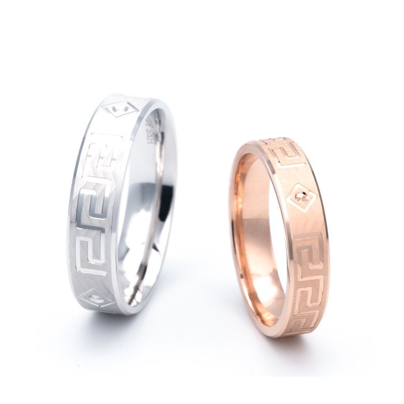 Great Wall Couple Rings Wedding Band Shadow Carving Craft