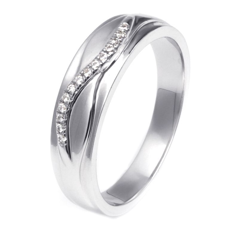 Curve Pave Setting Created White Sapphire Wedding Band For Him