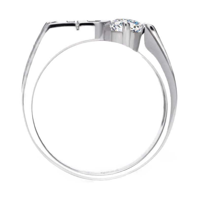 I DO Solitaire Setting White Sapphire Wedding Bands