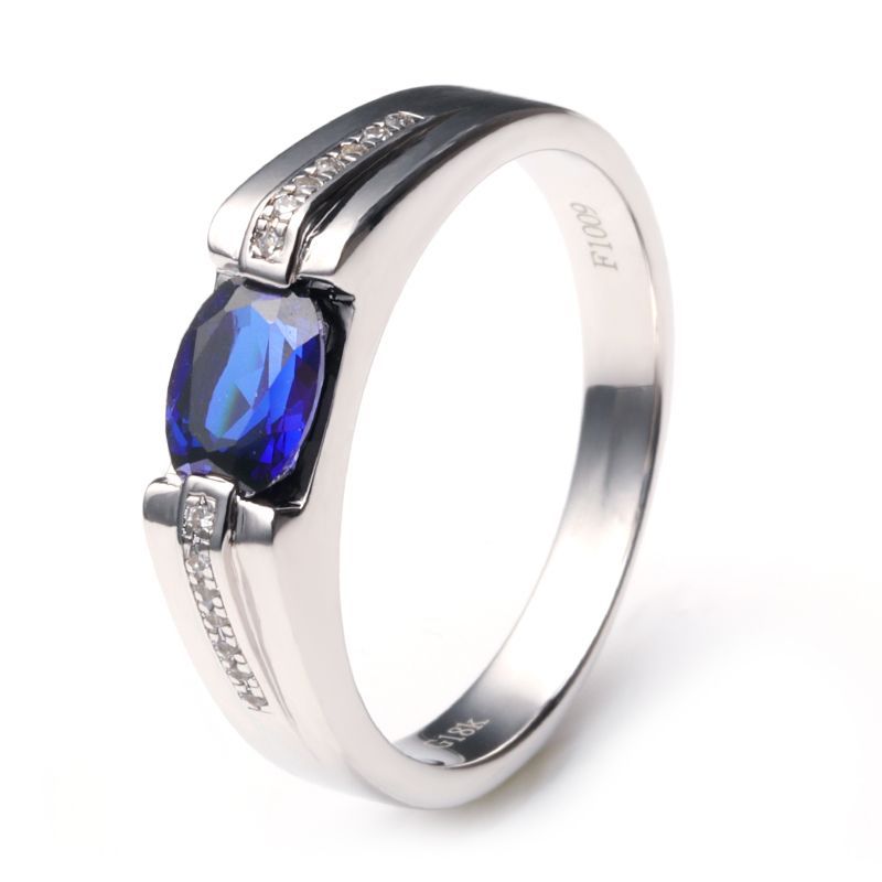 925 Sterling Silver Sapphire Engagement Wedding Band