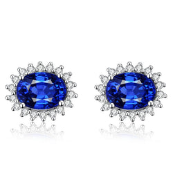 Elegant Oval Brilliant-cut Sapphire Stud Earrings
