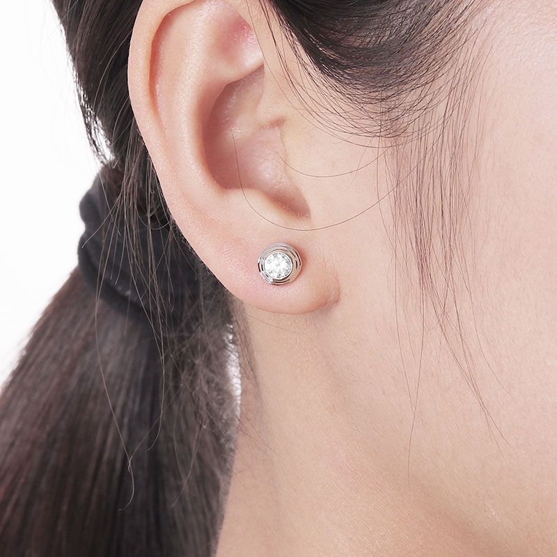 Round-cut Created White Sapphire Stud Earrings