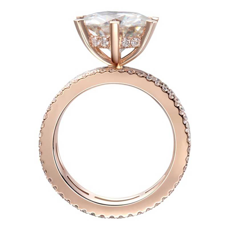 Classic Rose Gold Tone Round Cut Sterling Silver Ring