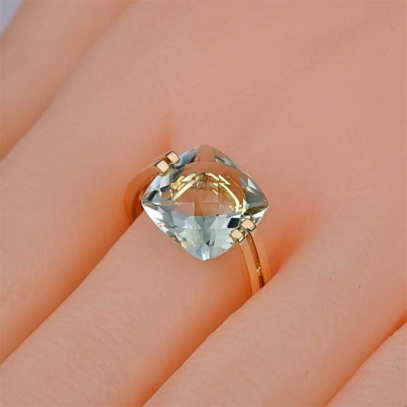 Geometric Split Shank Cushion Cut Sterling Silver Ring