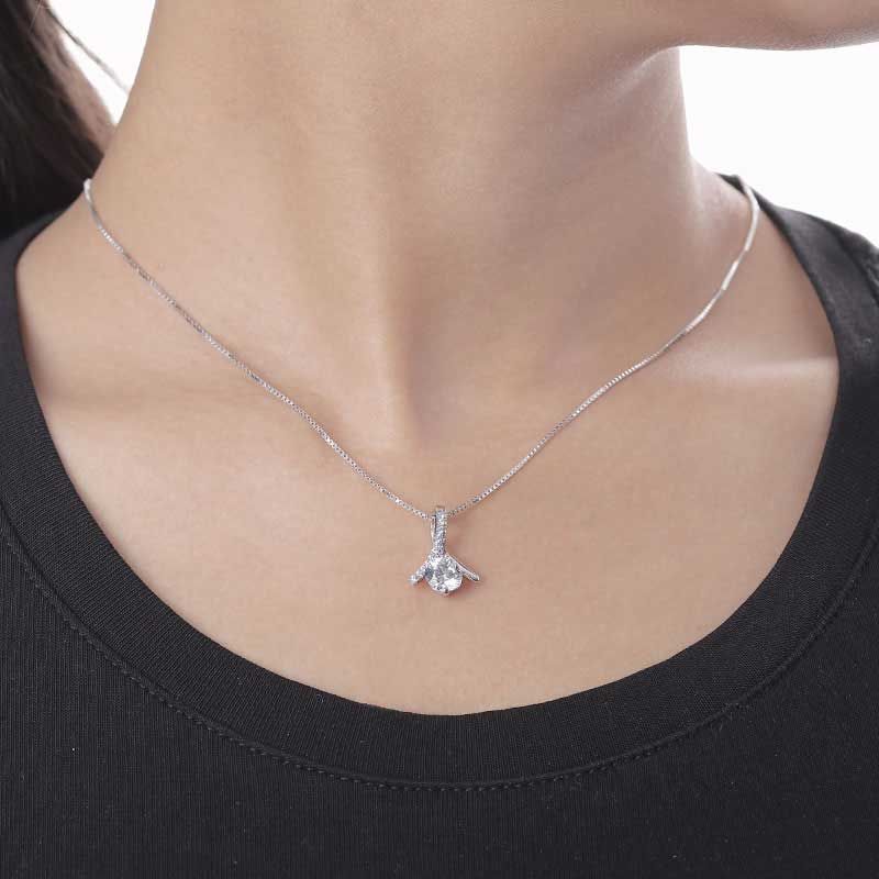 Two Prong Setting 1.0ct Round Brilliant-cut Necklace