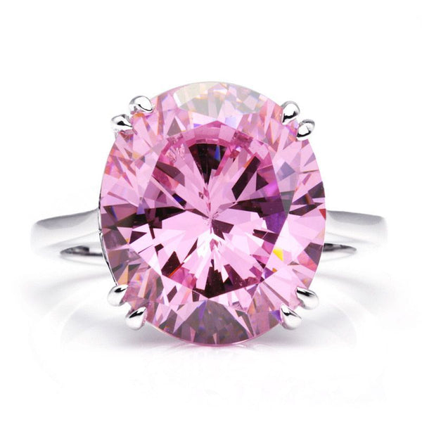 5.0CT Pink Oval Cut Created Sapphire Cocktail Ring