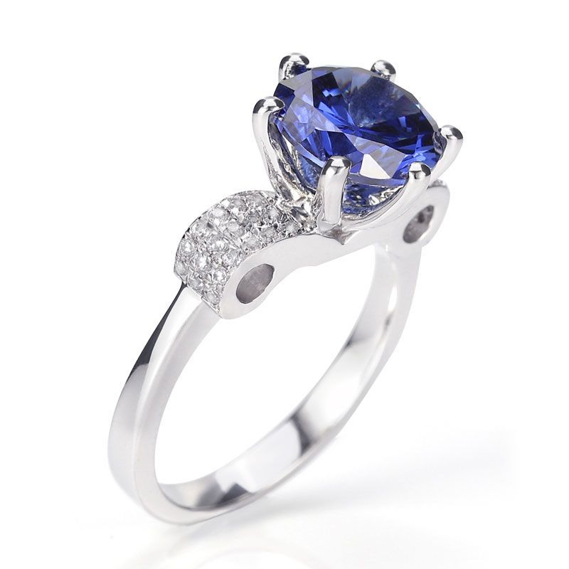Unique Simulated Blue Sapphire Knot Engagement Ring