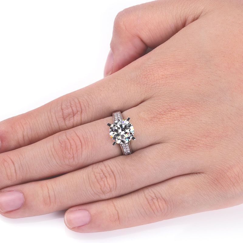 Classic Round White Sapphire Engagement Ring