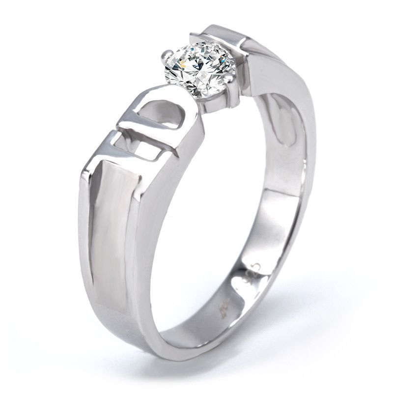 I DO Solitaire Setting White Sapphire Wedding Bands