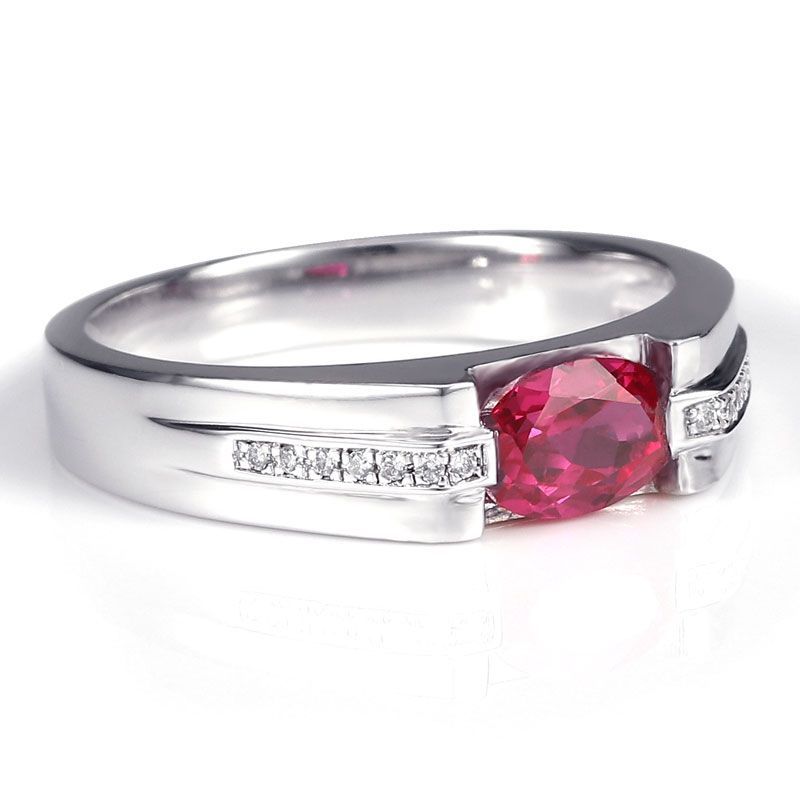 925 Sterling Silver Ruby Engagement Wedding Band