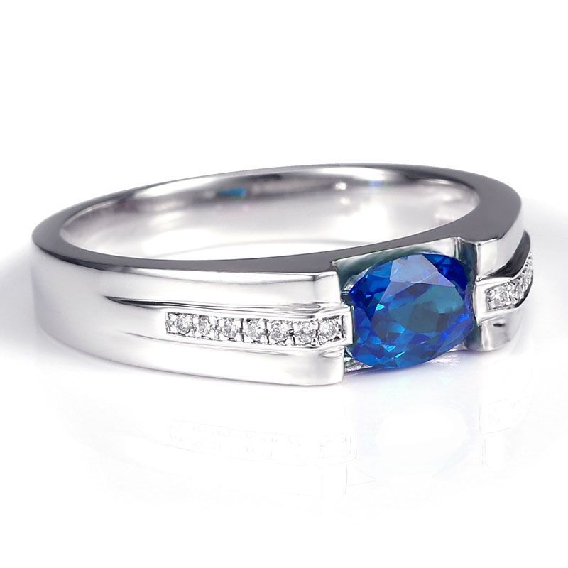 925 Sterling Silver Sapphire Engagement Wedding Band