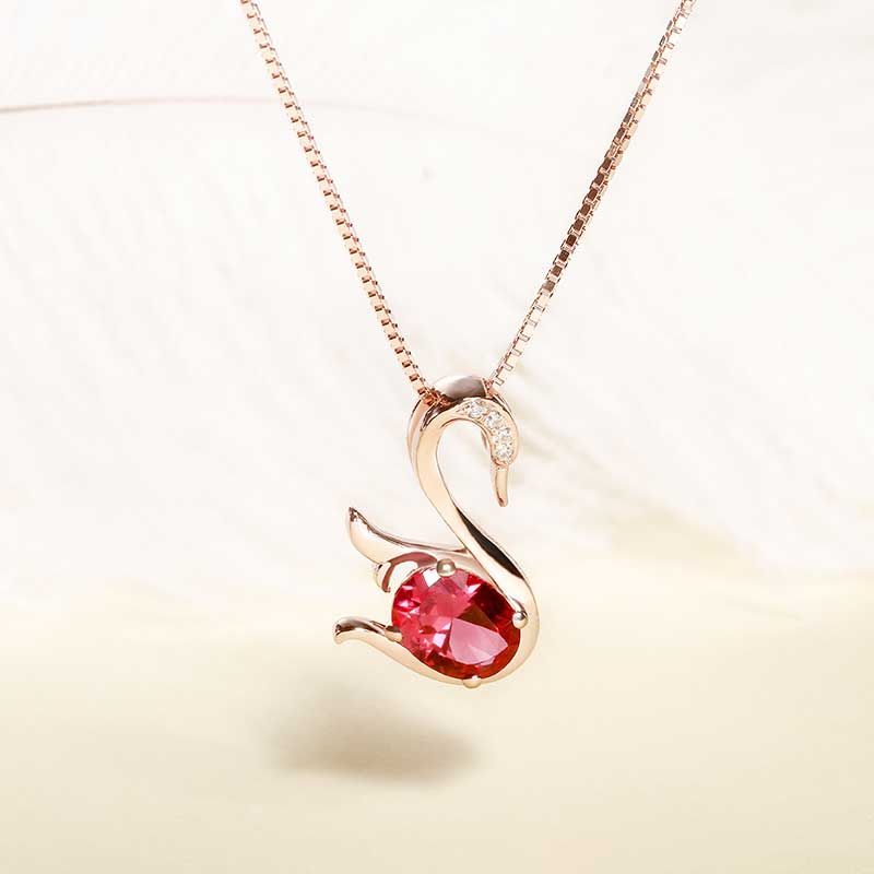 Swan Red Sapphire Grace Simple Fashion Necklace