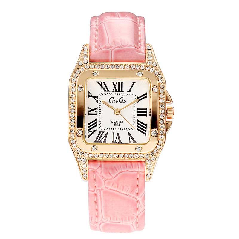 Fashion Elegant Square Bezel With Jeweled Accents Watch