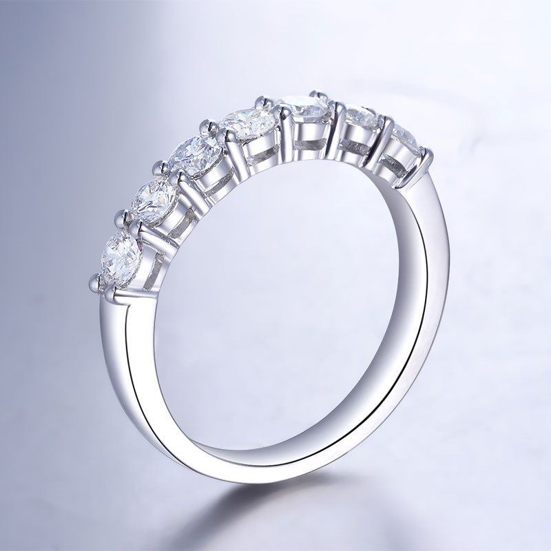 Classic Seven Round Brilliant-cut Created White Sapphire Wedding Band for Her