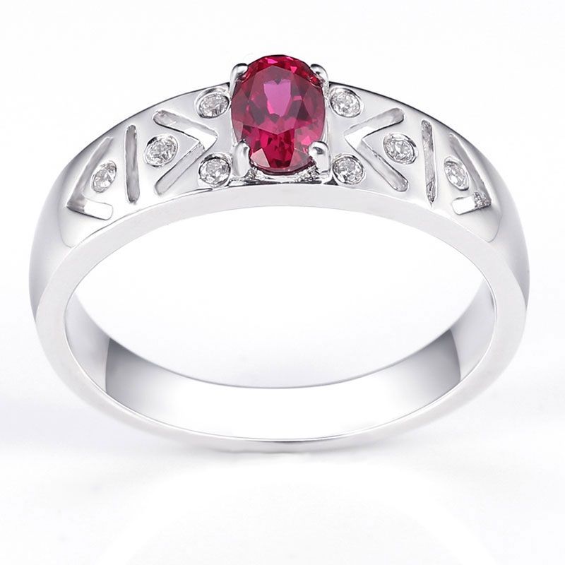 Ruby 925 Sterling Silver Engagement Wedding Band