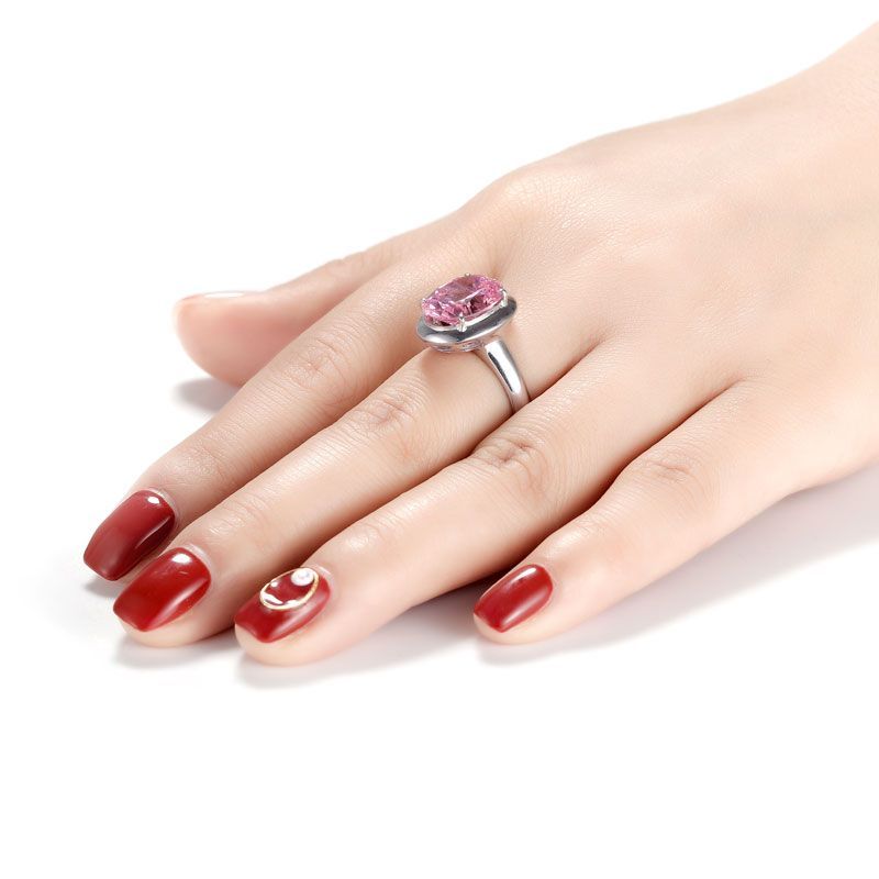 Minimalism Elegant Pink Oval Sapphire Engagement Ring