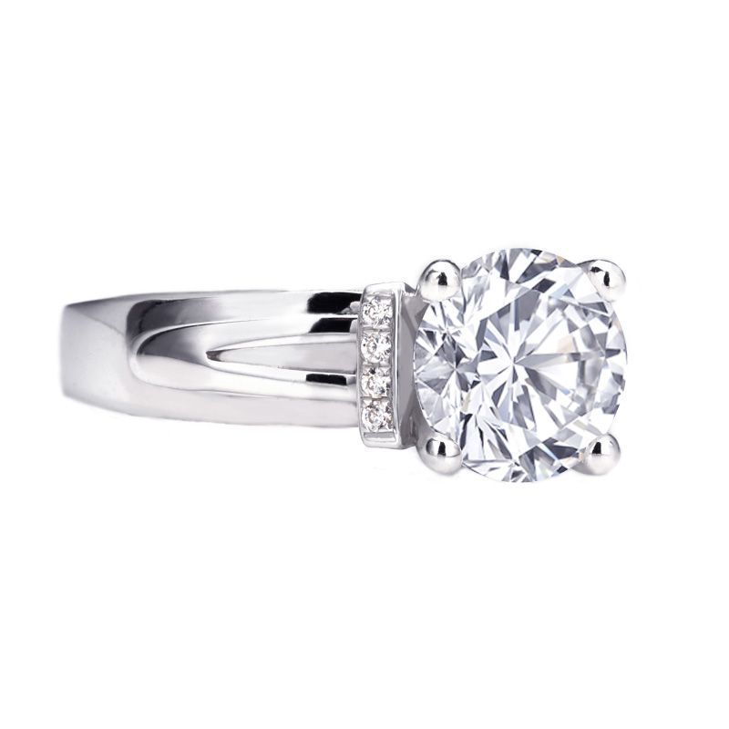 Classic Round Brilliant-cut 2.0ct Created White Sapphire Wide Shank Engagement Ring