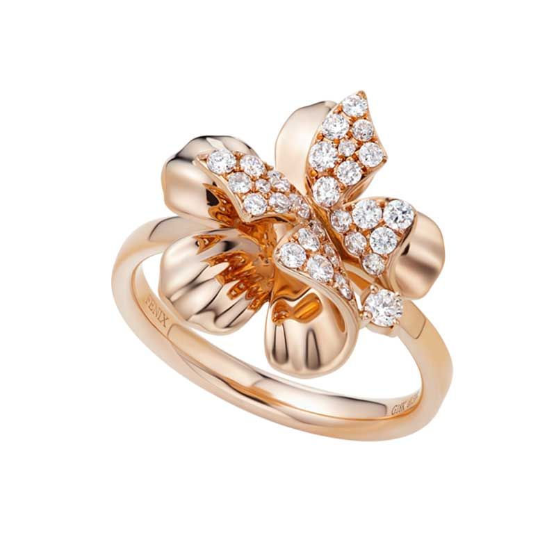 Rose Gold Tone Butterfly Flower Promise ring