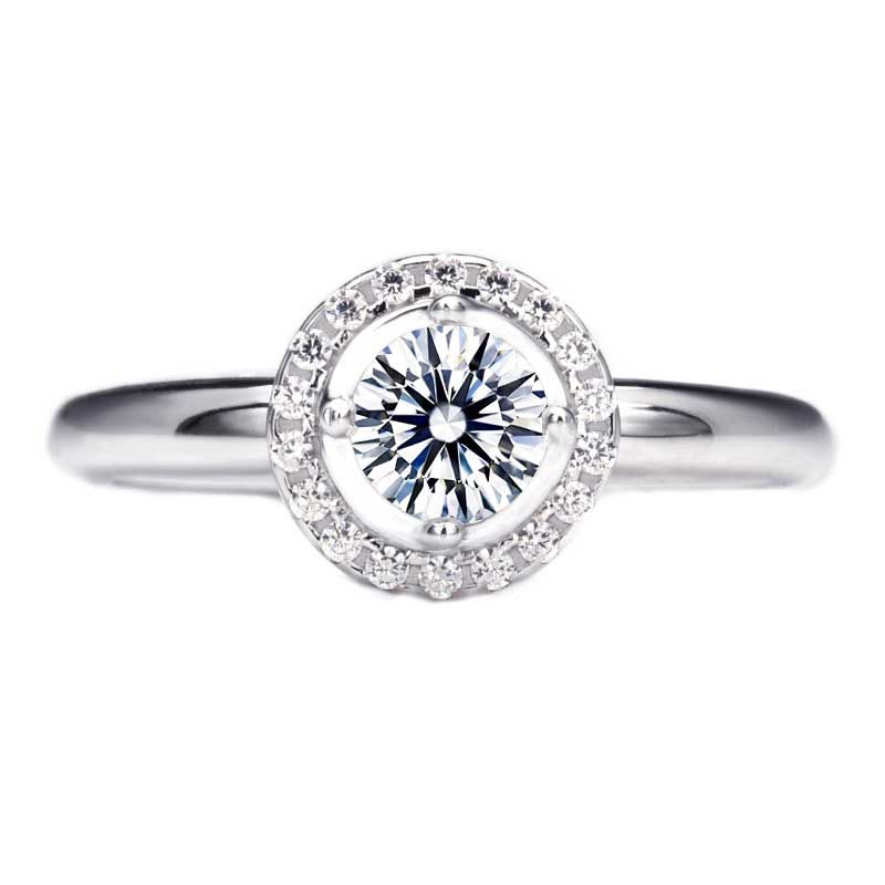 Halo Round Brilliant-cut 0.5ct White Sapphire Engagement Ring