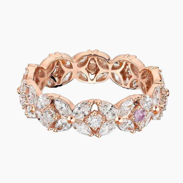 Rose Gold Flower Design Hollow Sterling Silver Band