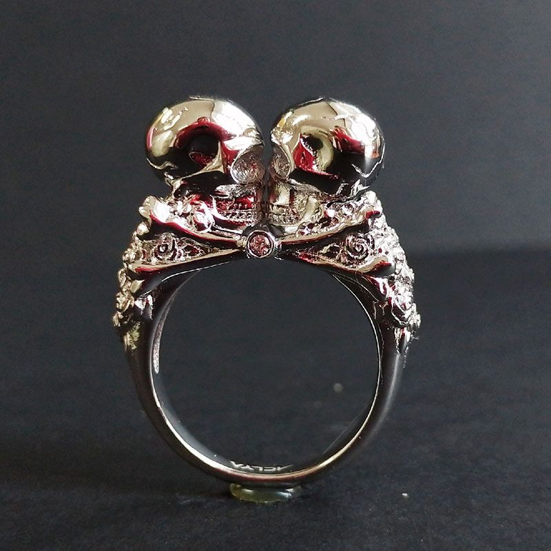 Skull Rose Design Sterling Silver Band for Her