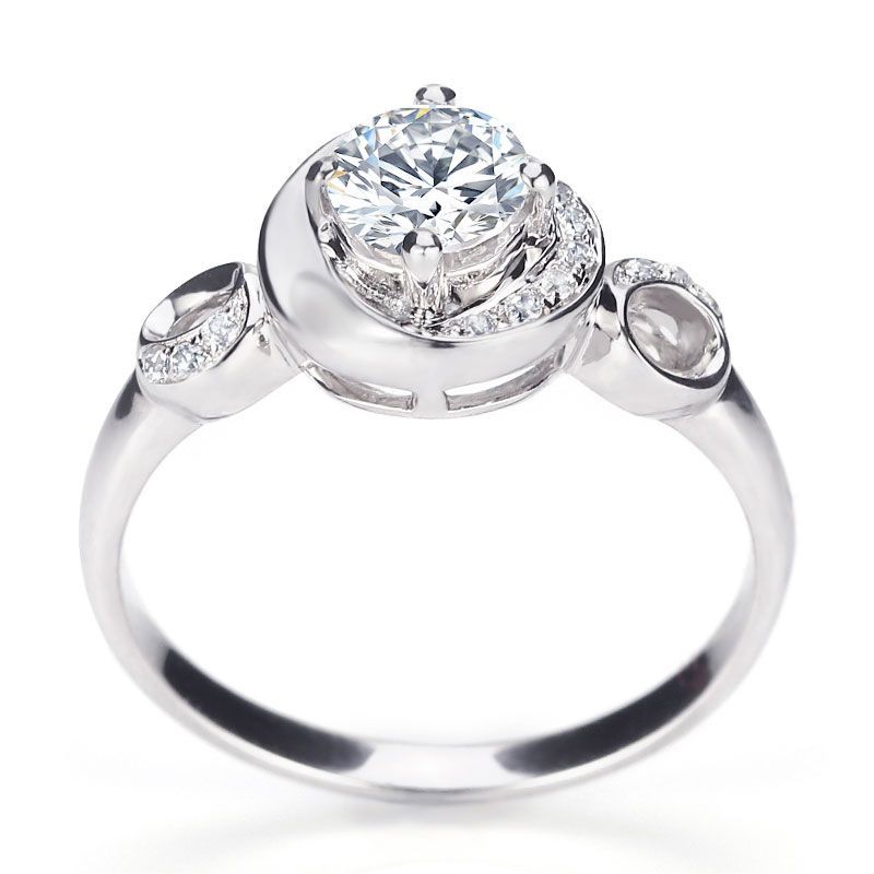 Galaxy Round Cut Created White Sapphire Sterling Silver Engagement Ring