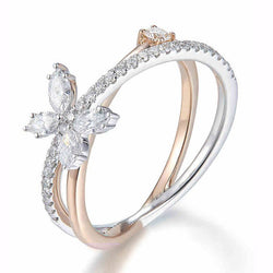 Butterfly Two Tone Twist Sterling Silver Promise Ring