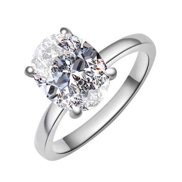 2.0CT Classic Solitaire Sterling Silver Ring