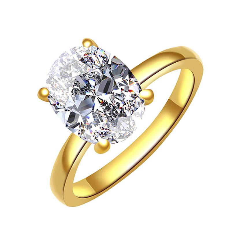2.0CT Solitaire Yellow Gold Tone Sterling Silver Ring